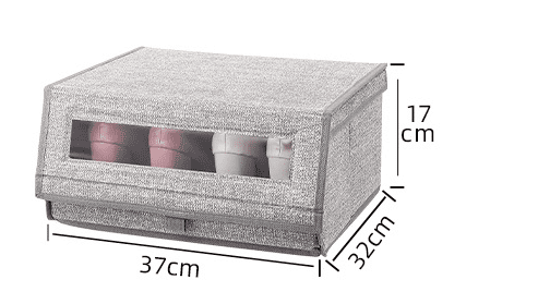 Grey Fabric Stackable Shoes Bin Box Organizer.